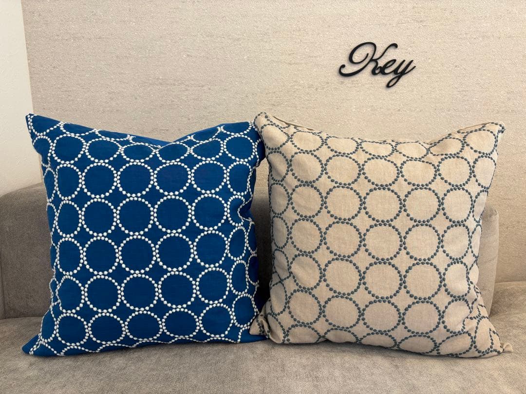 ミナペルホネン　ハンドメイドクッションカバー★タンバリンブルーxライトブルー