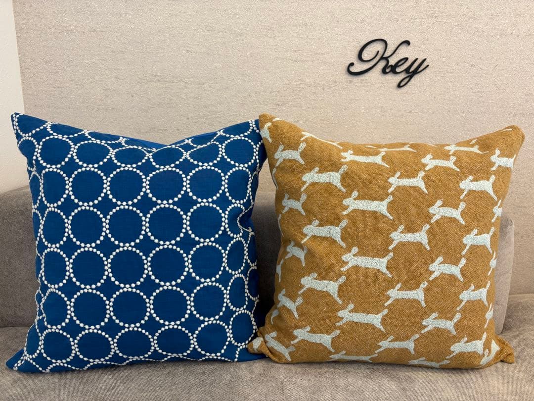 ミナペルホネン　ハンドメイドクッションカバー★タンバリンブルーxライトブルー