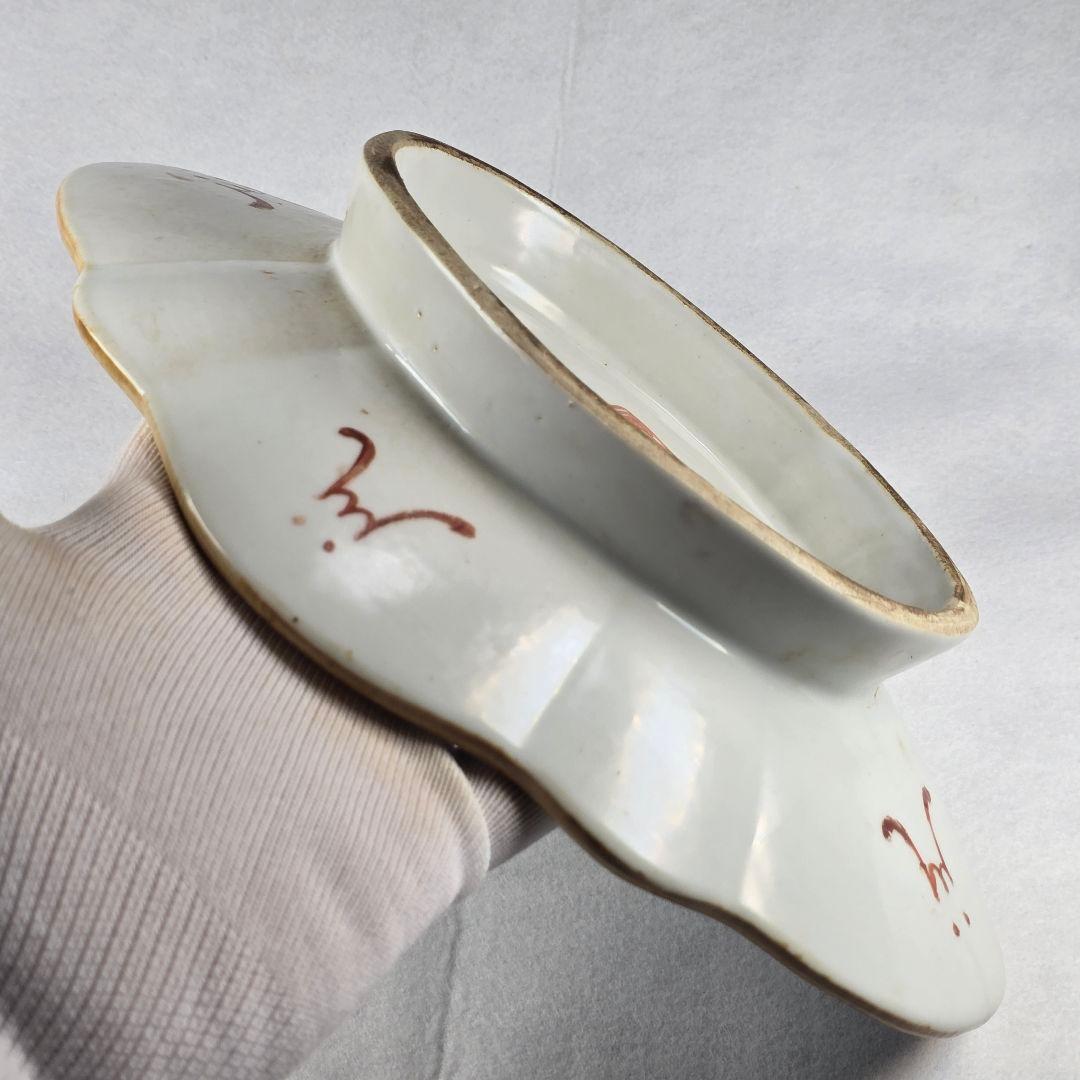 骨董 中国古磁 粉彩 手絵 絡枝花卉紋 三星送子図