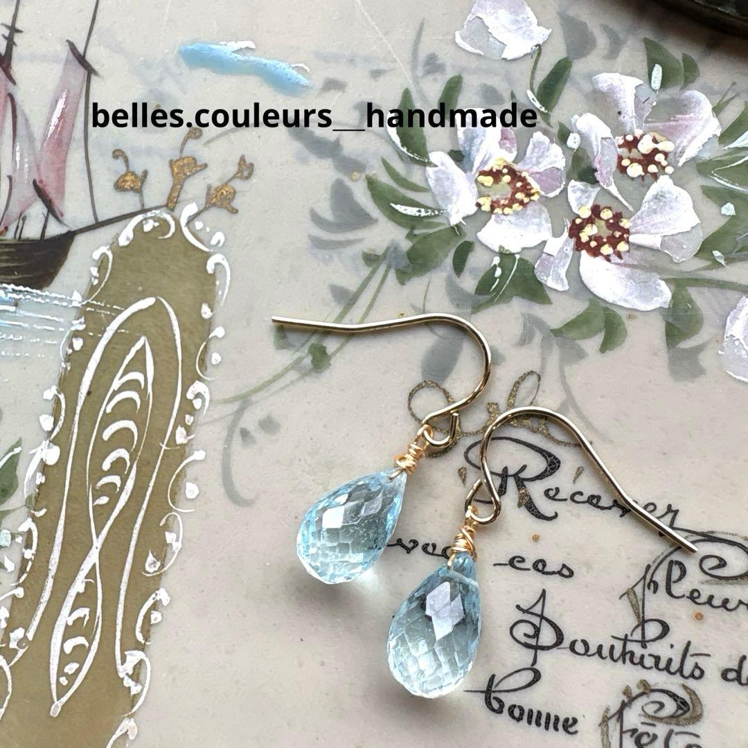 《ポメころび様》ブルートパーズ&モスアゲート＆チャロアイト＊フープイヤリング