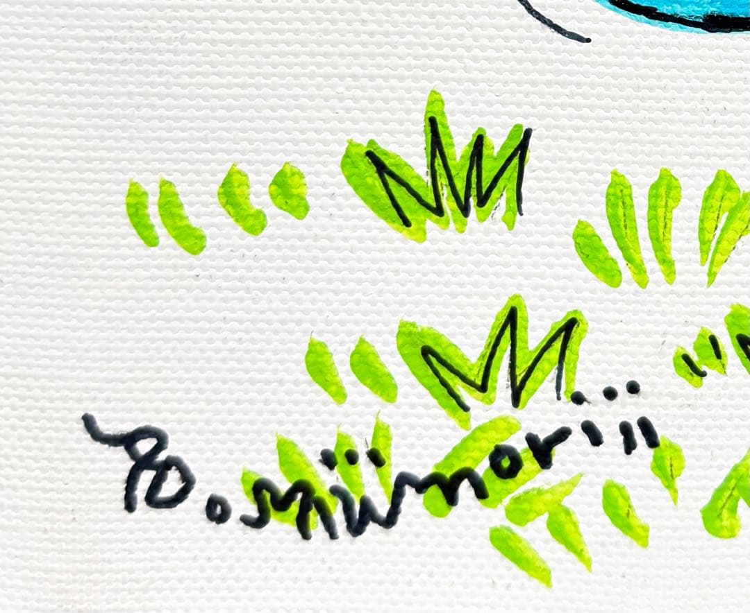 F4号】手描き油彩 水森亜土 額縁 未使用額 サイン 絵画 かわいい 人気