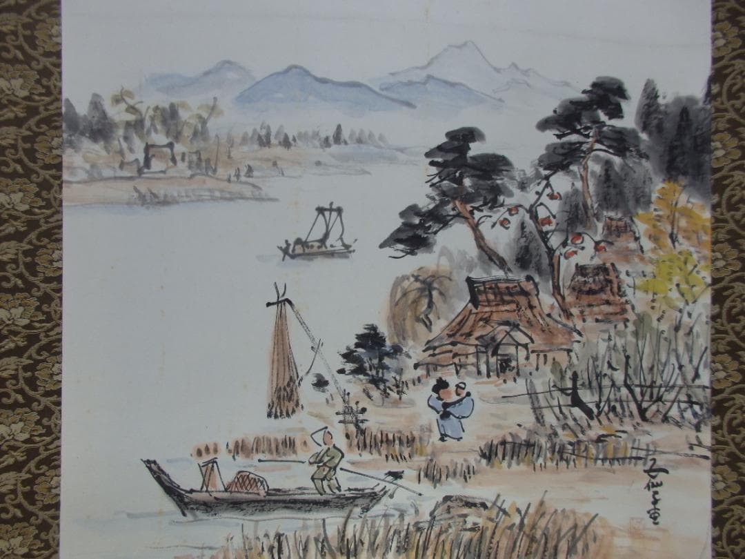 日本画家 高橋五仙子思い出の新潟百景『とやの潟水郷』紙