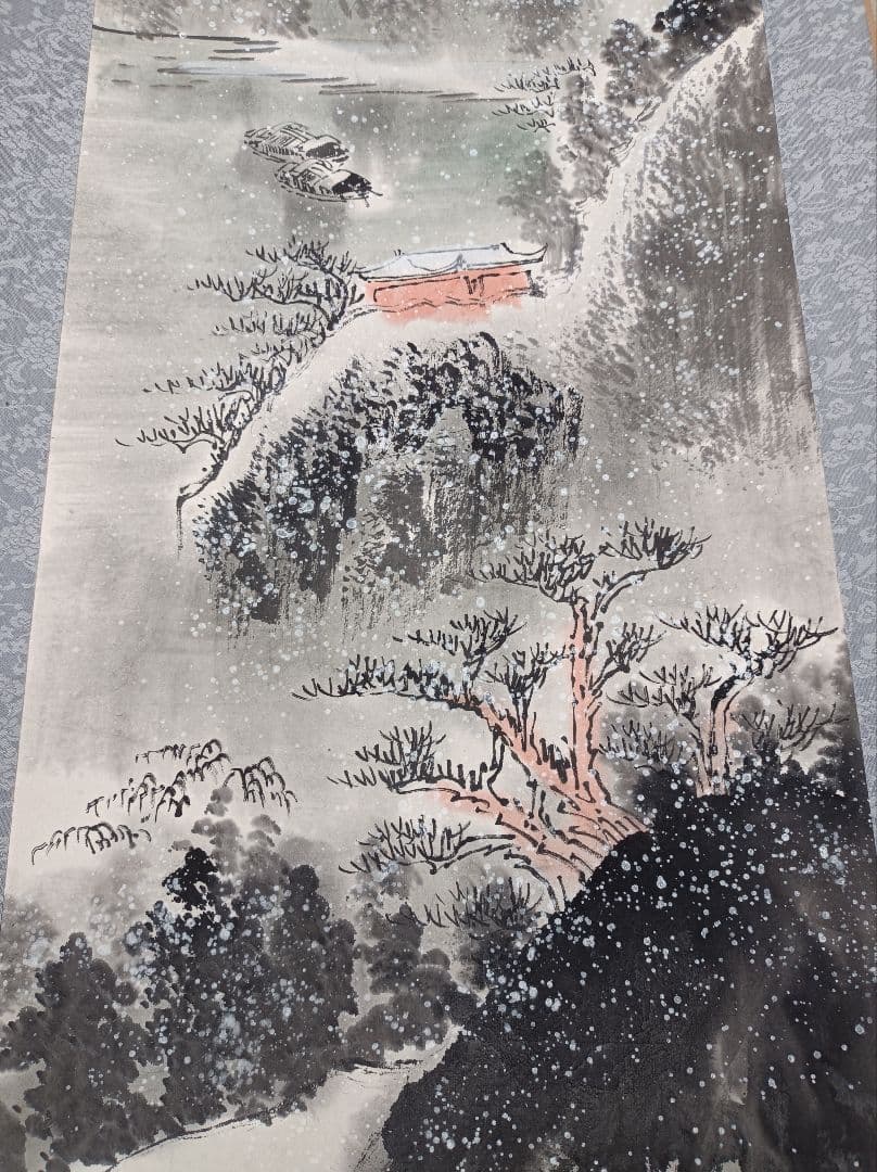 美品 開運 縁起物 五穀豊穣 繁盛 軸 雪 絵 中国 風水 四柱推命 インテリア