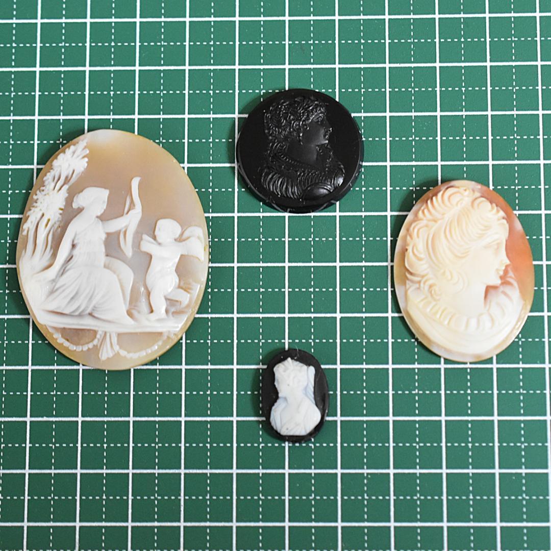 アンティーク 非加熱黒瑪瑙 貴婦人のハードストーンカメオルース/裸石