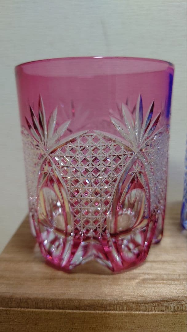 江戸切子 伝統工芸士 篠崎清一 ペアロックグラス 共箱