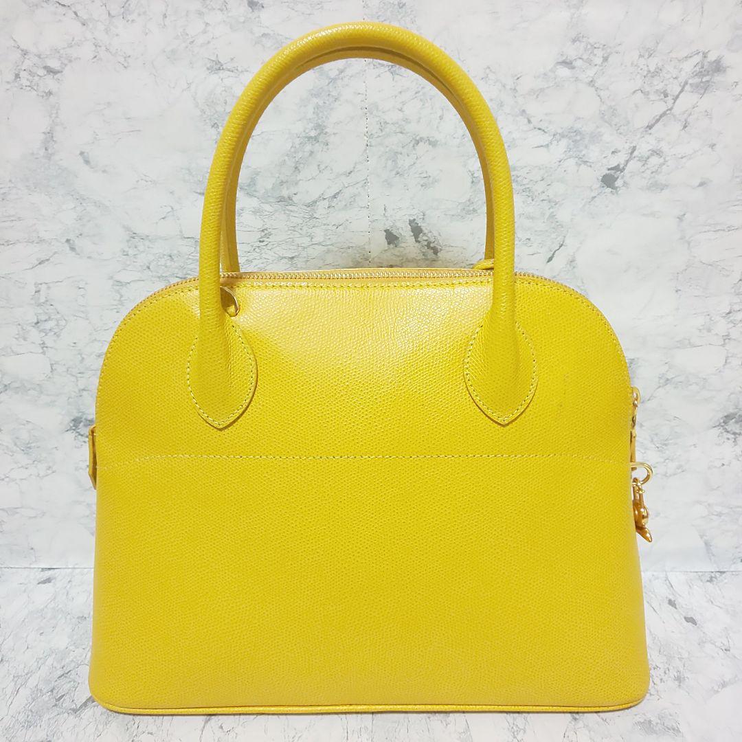 【美品】EPONINE レザー 2wayハンドバッグ クシュベル 本革 イエロー