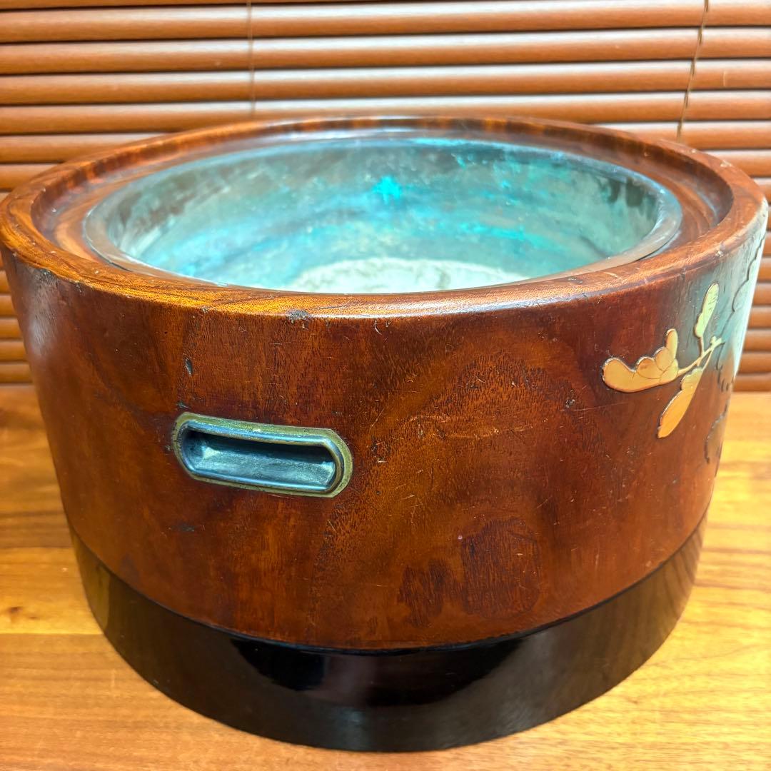 高級◎木製　高蒔絵　螺鈿　火鉢