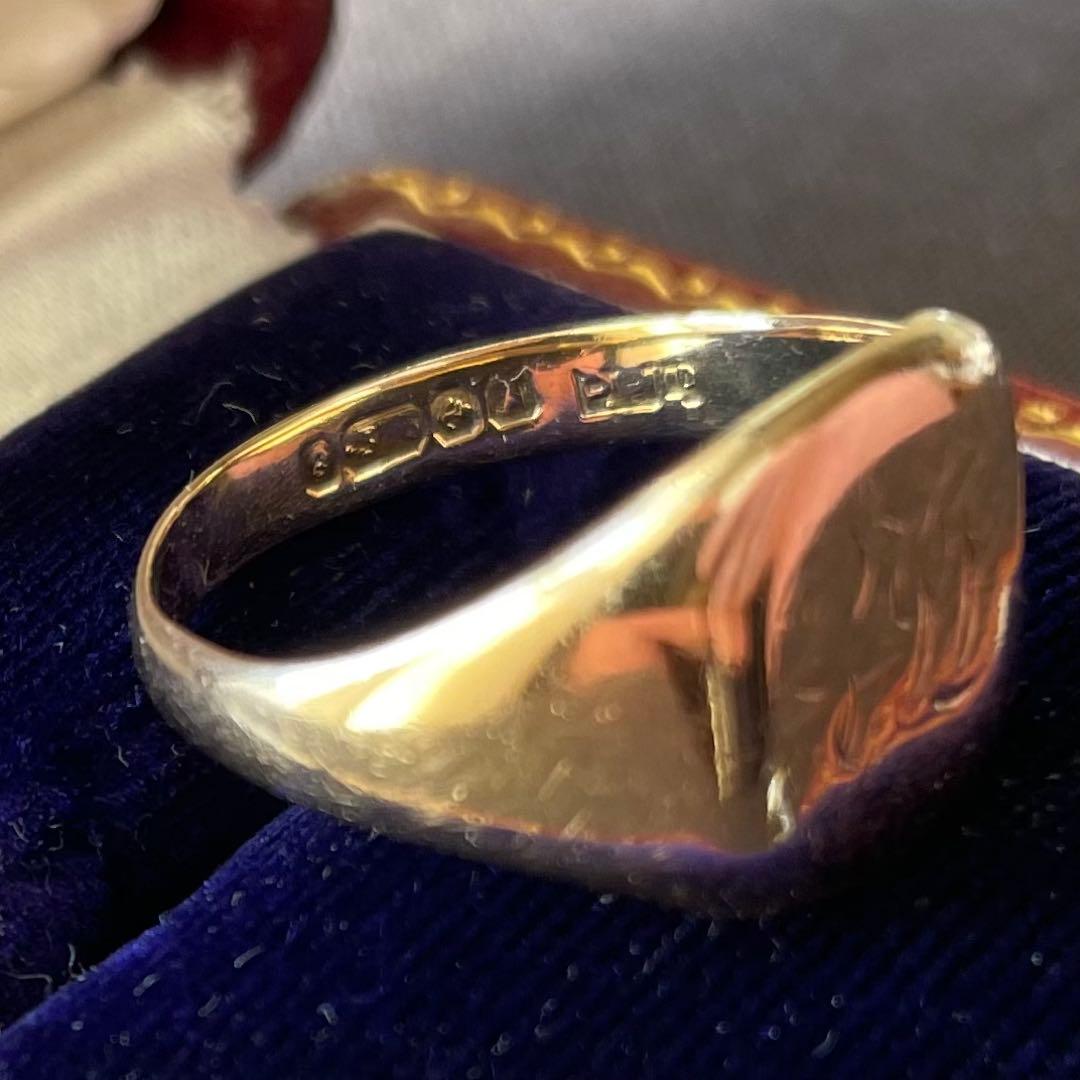 ビンテージ　シグネットリング　9金　9k