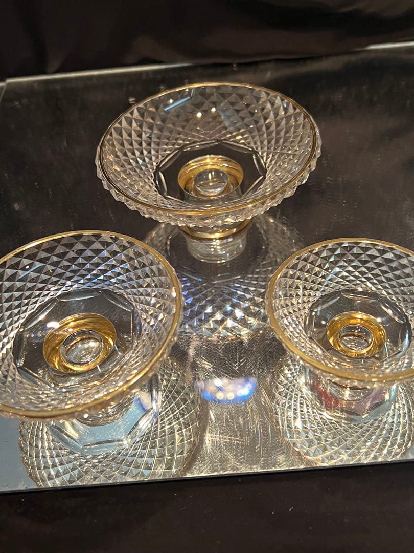 江戸切子 三ツ組盃(金加工) L-D-3 カメイガラス - メルカリ