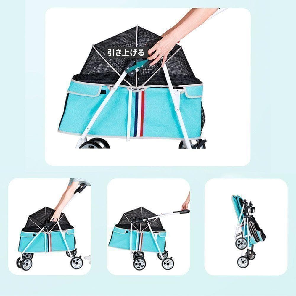 ペットカート 小型中型犬用 折りたたみ コンパクト 4.9kg 軽量 ブラック