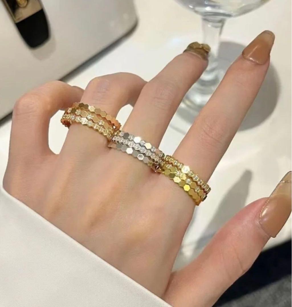 ✨最高品質✨高見え　s925ダイヤモンド　ローズゴールド　蜂の巣　リング