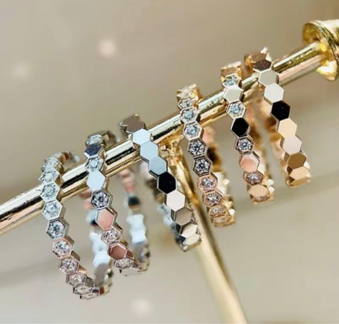 ✨最高品質✨高見え　s925ダイヤモンド　ローズゴールド　蜂の巣　リング