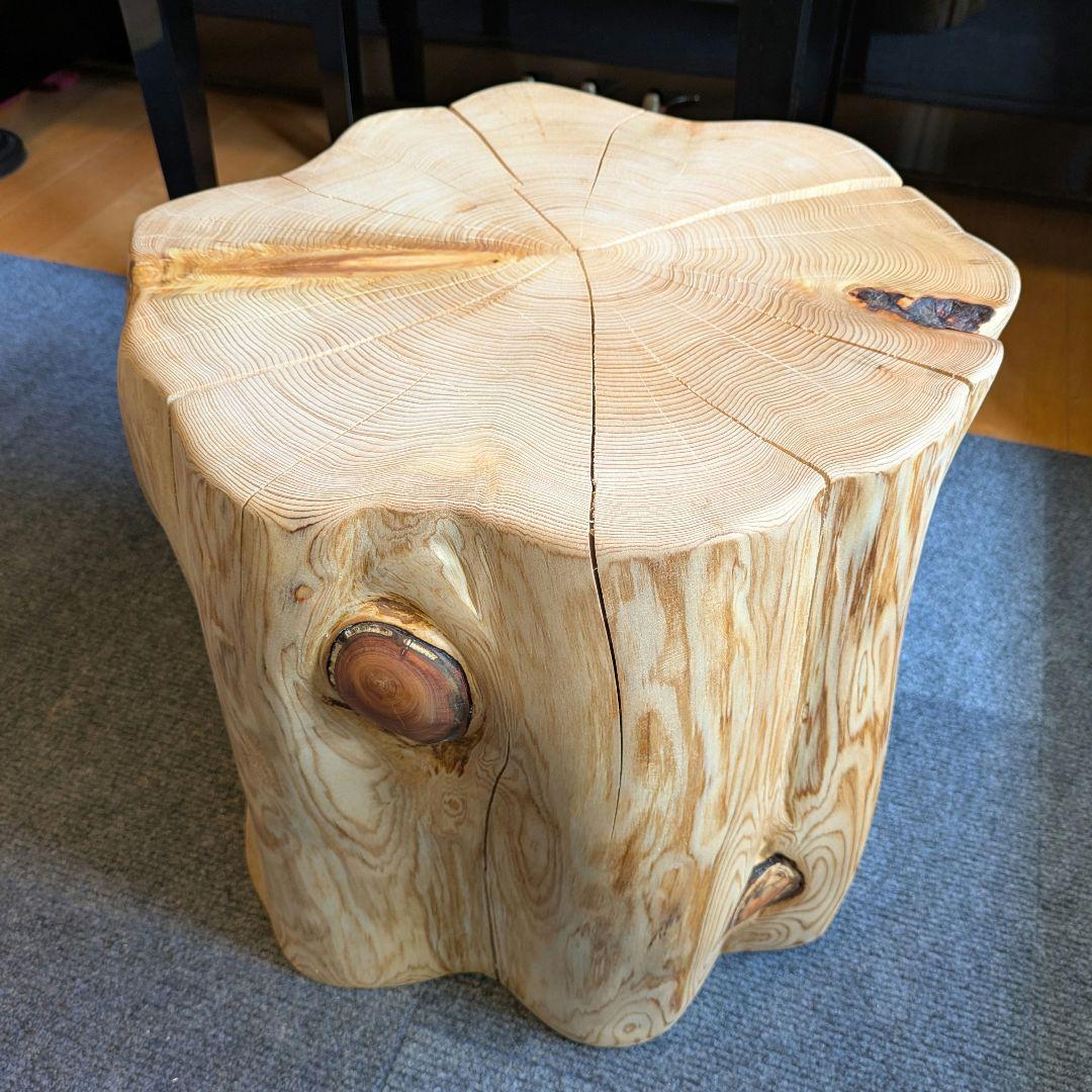 天然ヒバ　切り株　丸太　椅子　テーブル　高さ約33㎝