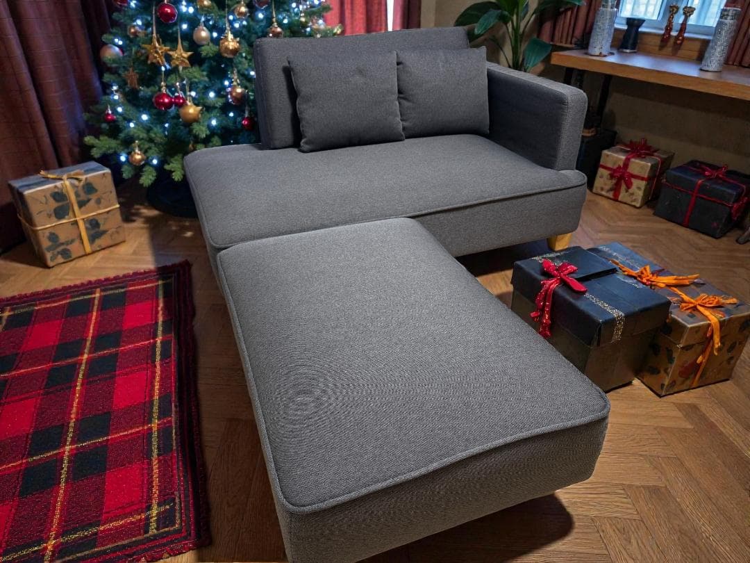 ✨美品✨LOWYA ロウヤ カウチソファ 2人掛け オットマン付 グレー①✨