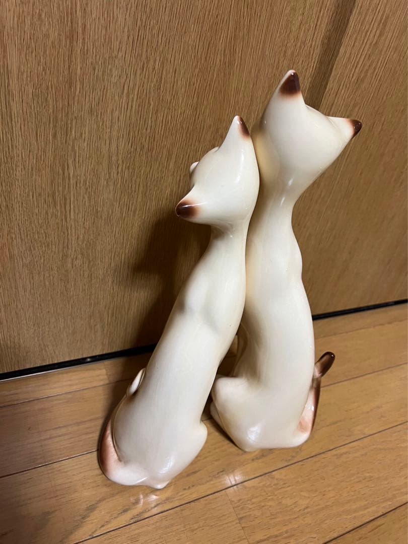 美品シャム猫陶器製置物ペア特大