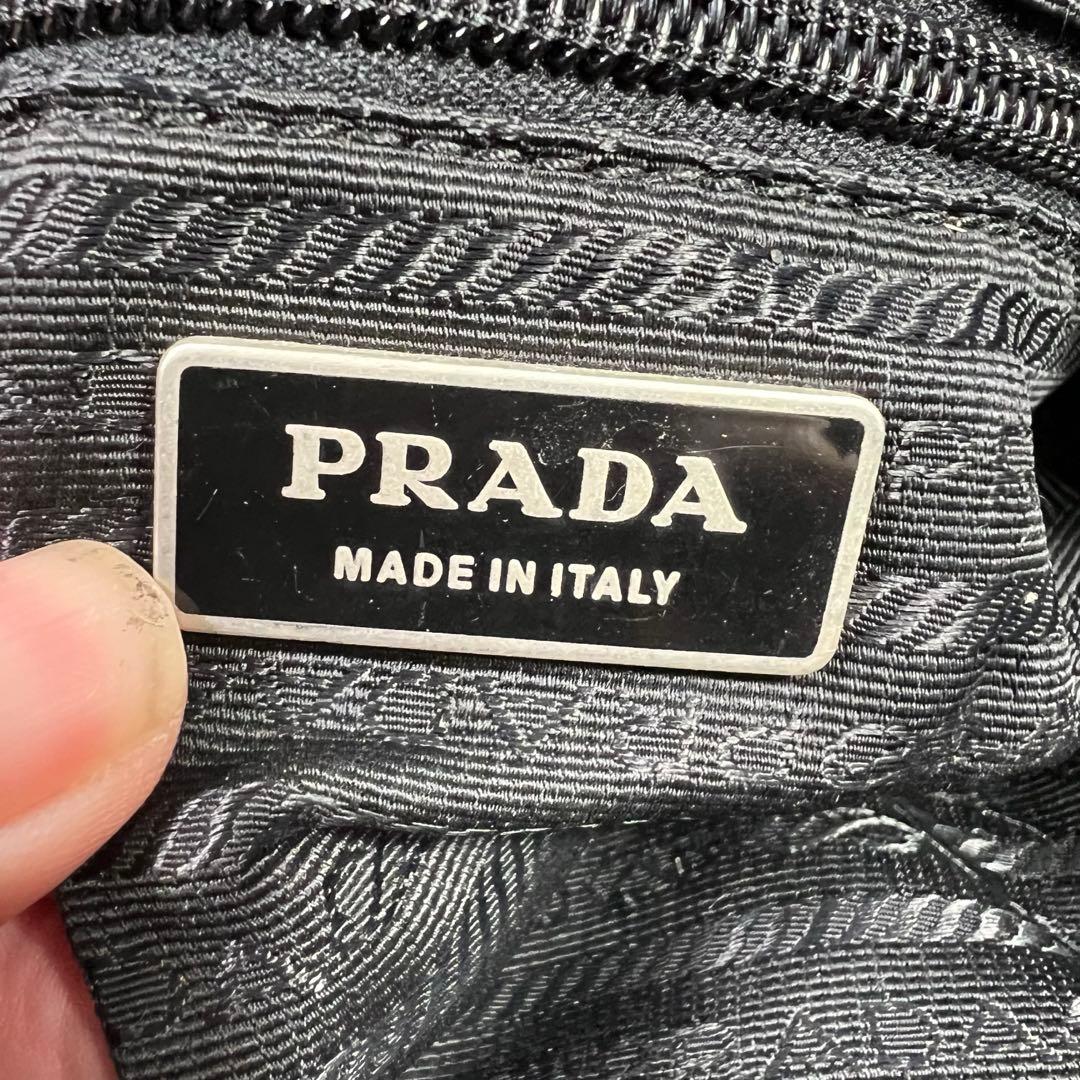 PRADA プラダ 三角ロゴ ナイロン サイドポケット ハンドバッグ ブラック