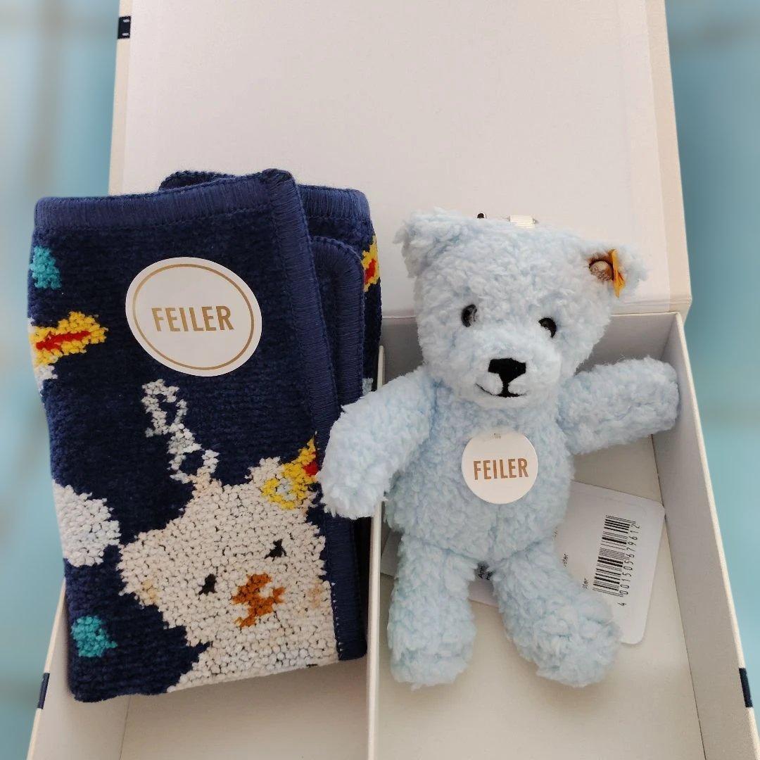 FEILER タオルハンカチとシュタイフぬいぐるみマスコットセット