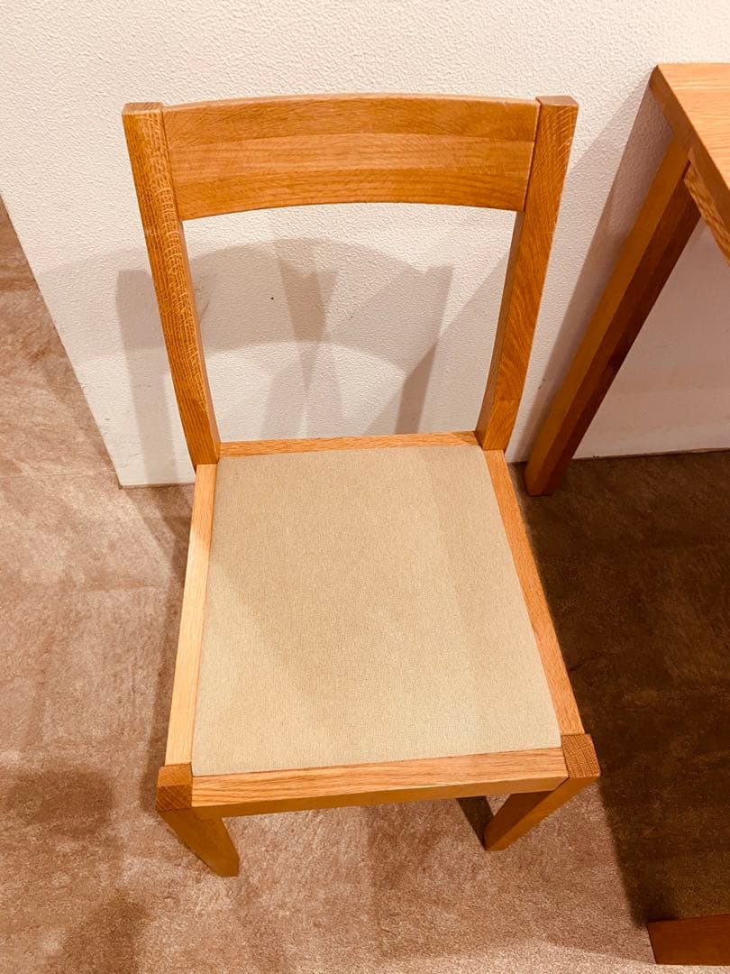 ☘️セール中⭐️美品⭐️希少⭐️イス机セット⭐️無印⭐️無垢材テーブル⭐️オーク材⭐️スクエア