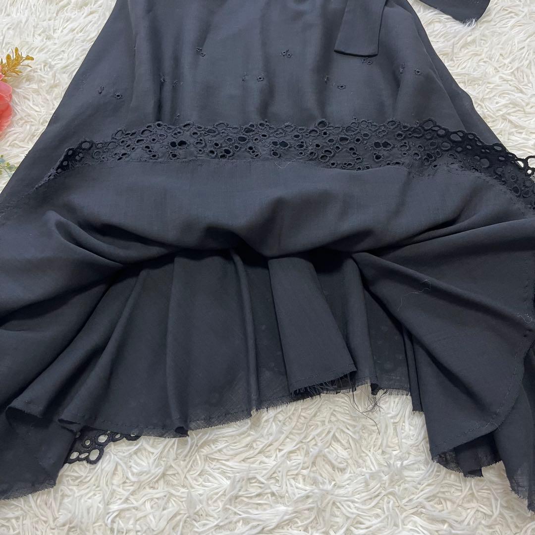 未使用タグ付✨ミナペルホネン　エンブロイダリーフレアスカート日本製ブラック　刺繍