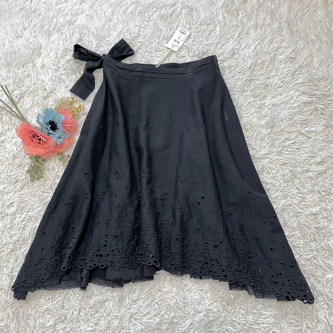 未使用タグ付✨ミナペルホネン　エンブロイダリーフレアスカート日本製ブラック　刺繍