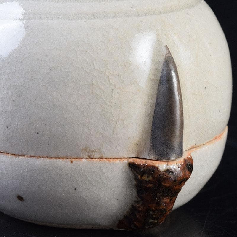 茶道具　楽山窯　清水楽山造　玉取竜　香合　共布共箱　C　R9023