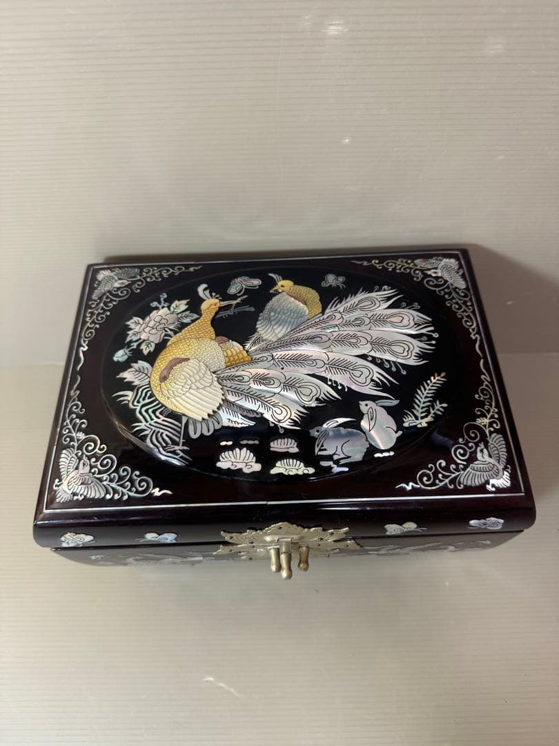 2794 螺鈿細工 花鳥　宝石箱 小物入れ 漆器 アクセサリーケース