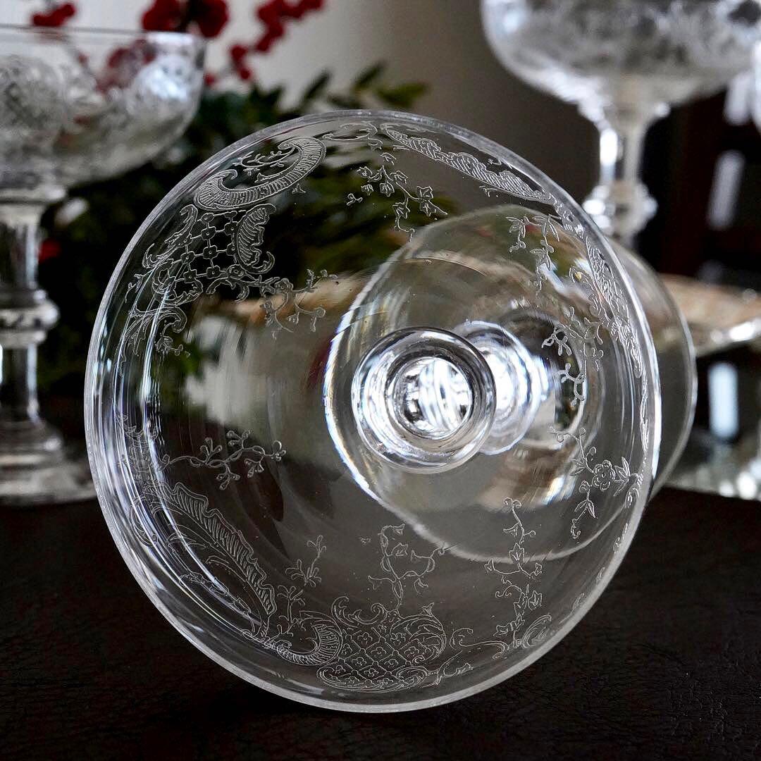 ロカイユ☆オールドサンルイ☆タルマ☆シャンパン クープ ワイングラス