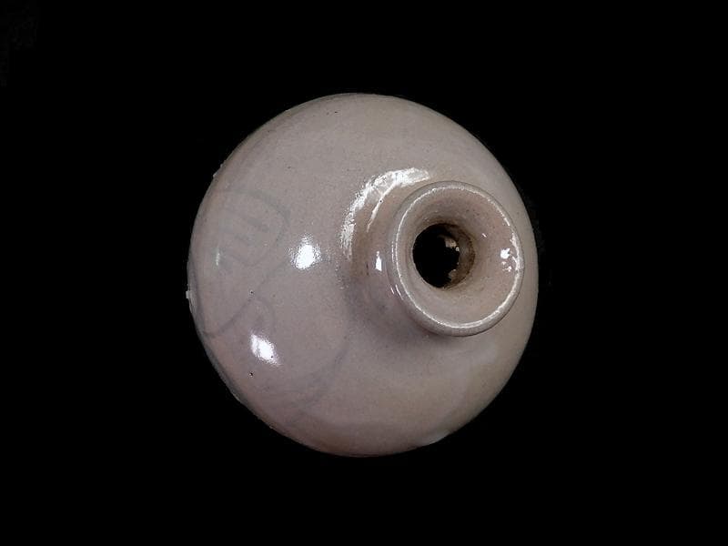 李朝 瀬戸 古伊万里 染付 岩に柳の図 油壷 E414AS-fblx