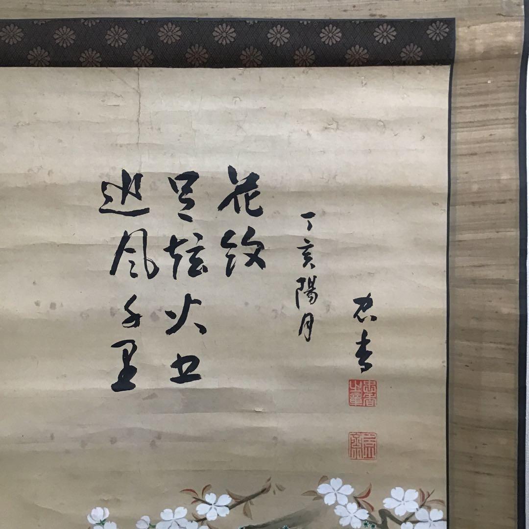 K茶道具 時代掛軸「桜馬図」 画:桜妙作 讃:忠香作 自作桐箱 S175KJ