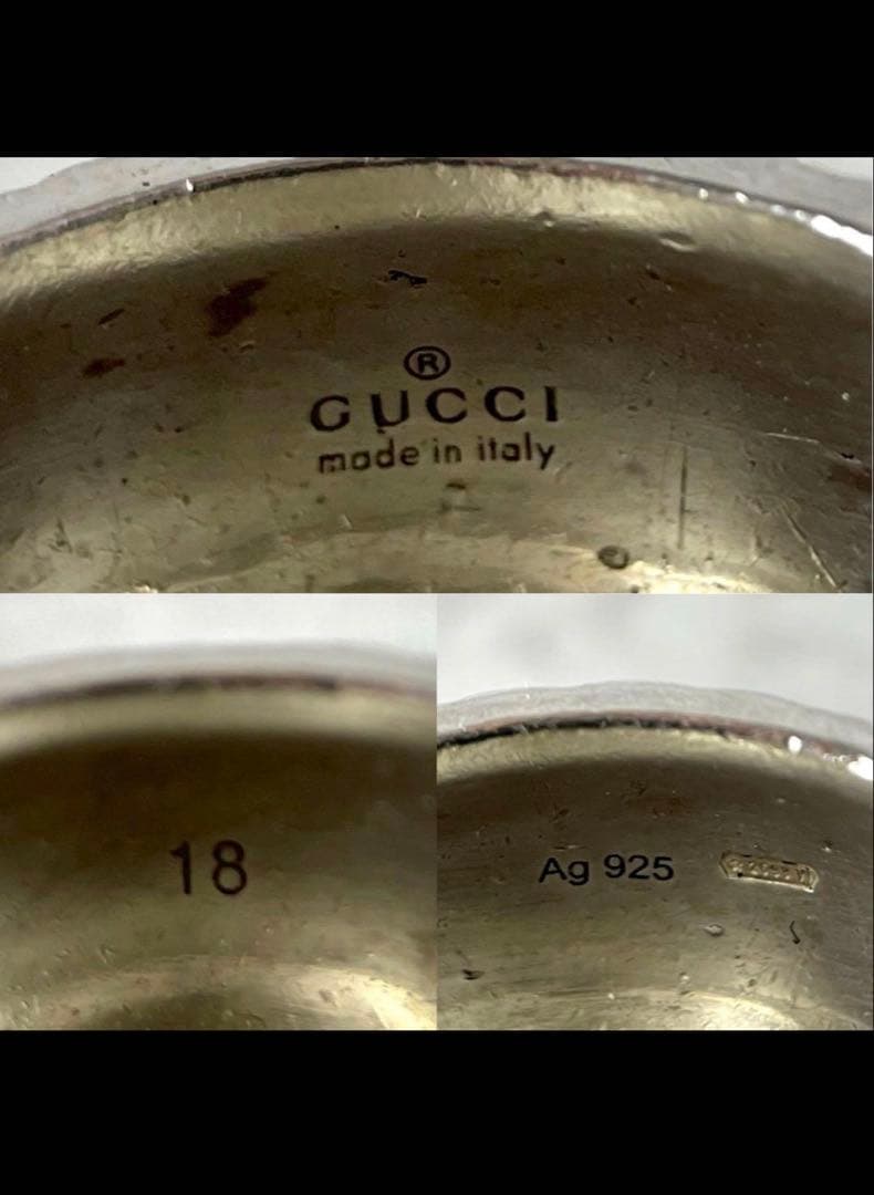 【美品】GUCCI シルバーリング 18号 キャット インターロッキング