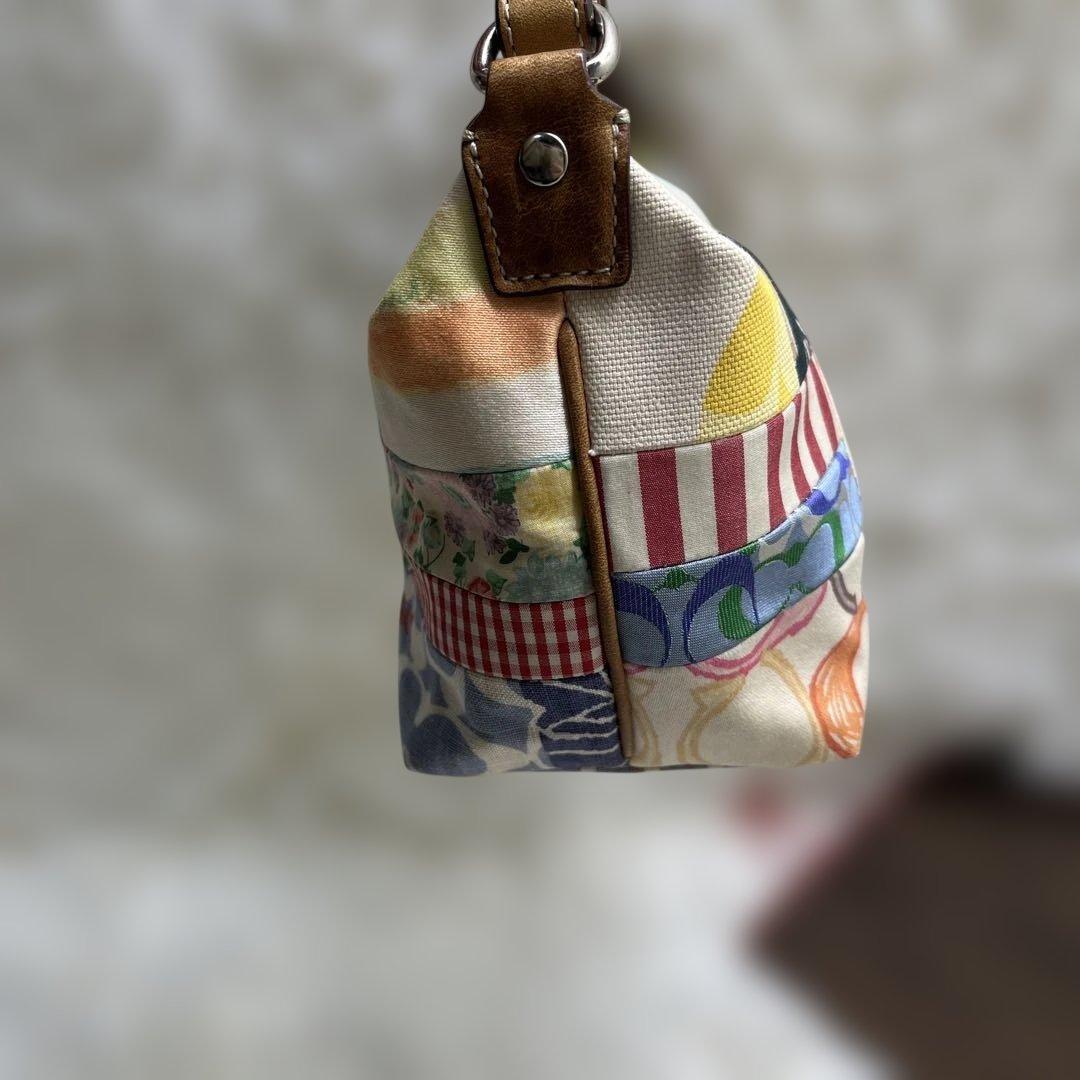 美品 COACH コーチ パッチワーク ミニバッグ バニティポーチ