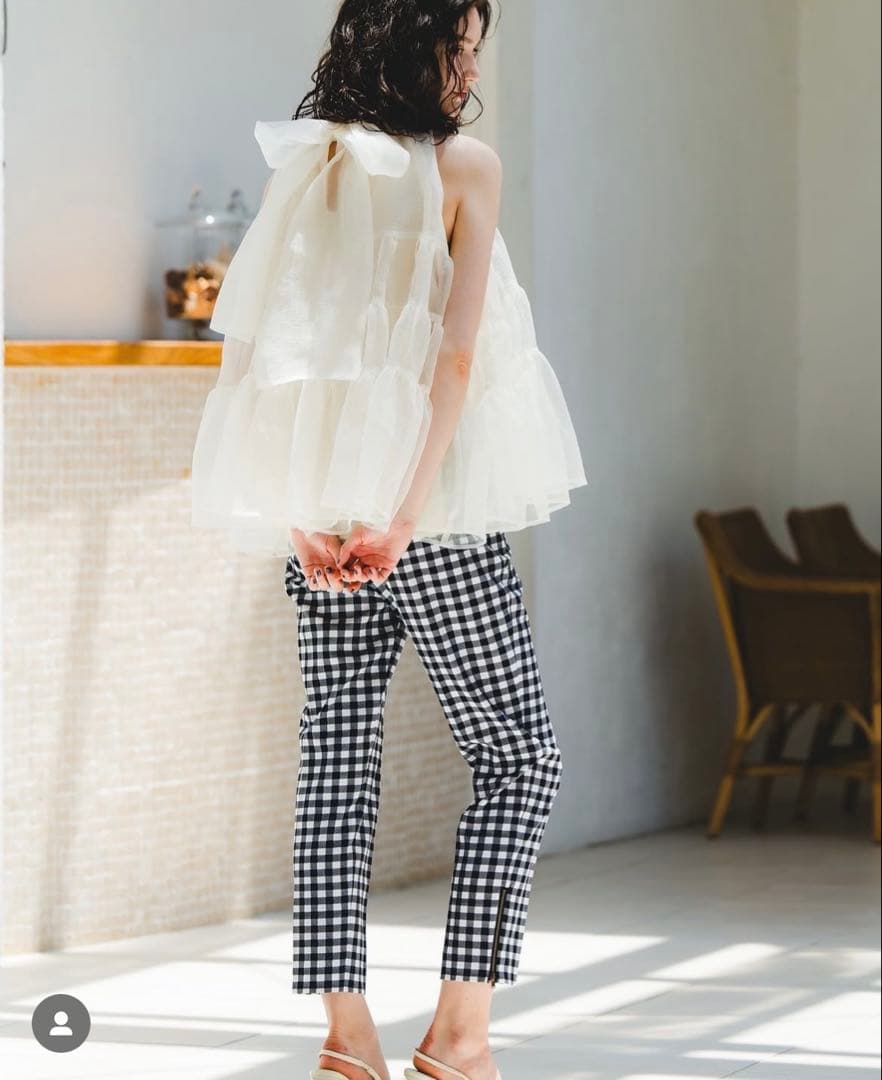 shellerシェリエ バックリボンオーガンジートップス