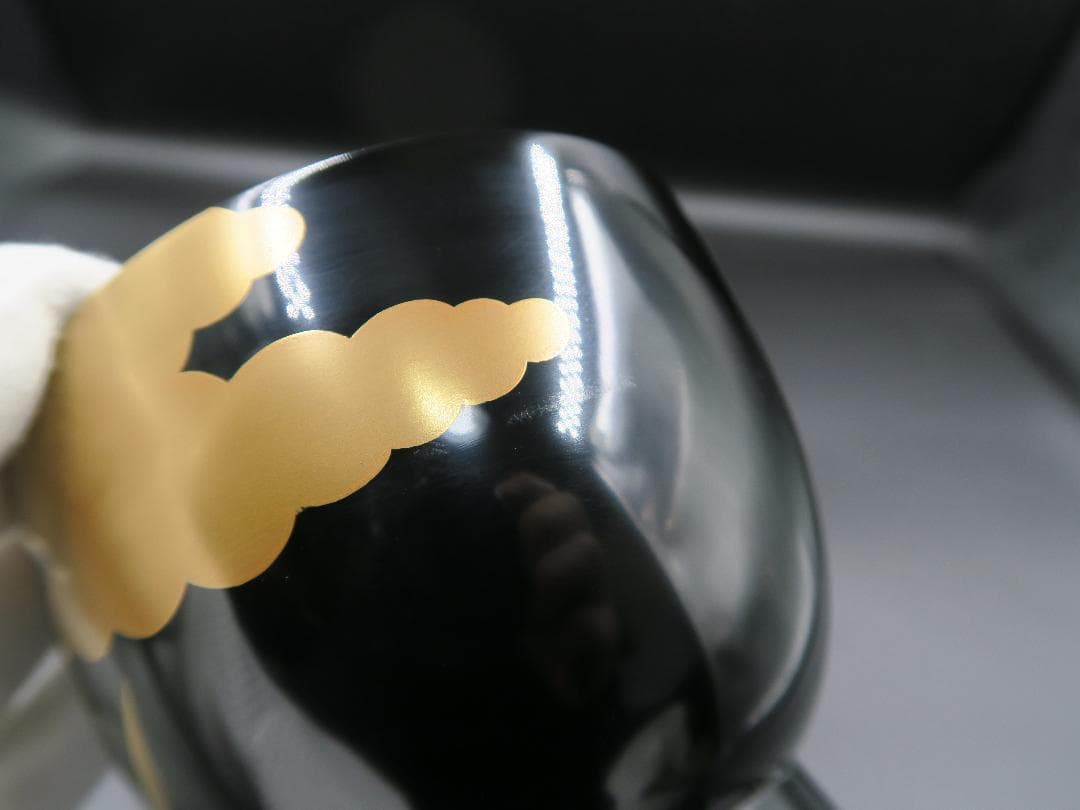 【輪島塗】雲松竹梅蒔絵 吸物椀 黒塗 五客揃 布着請負 天然木 共箱 美術漆器