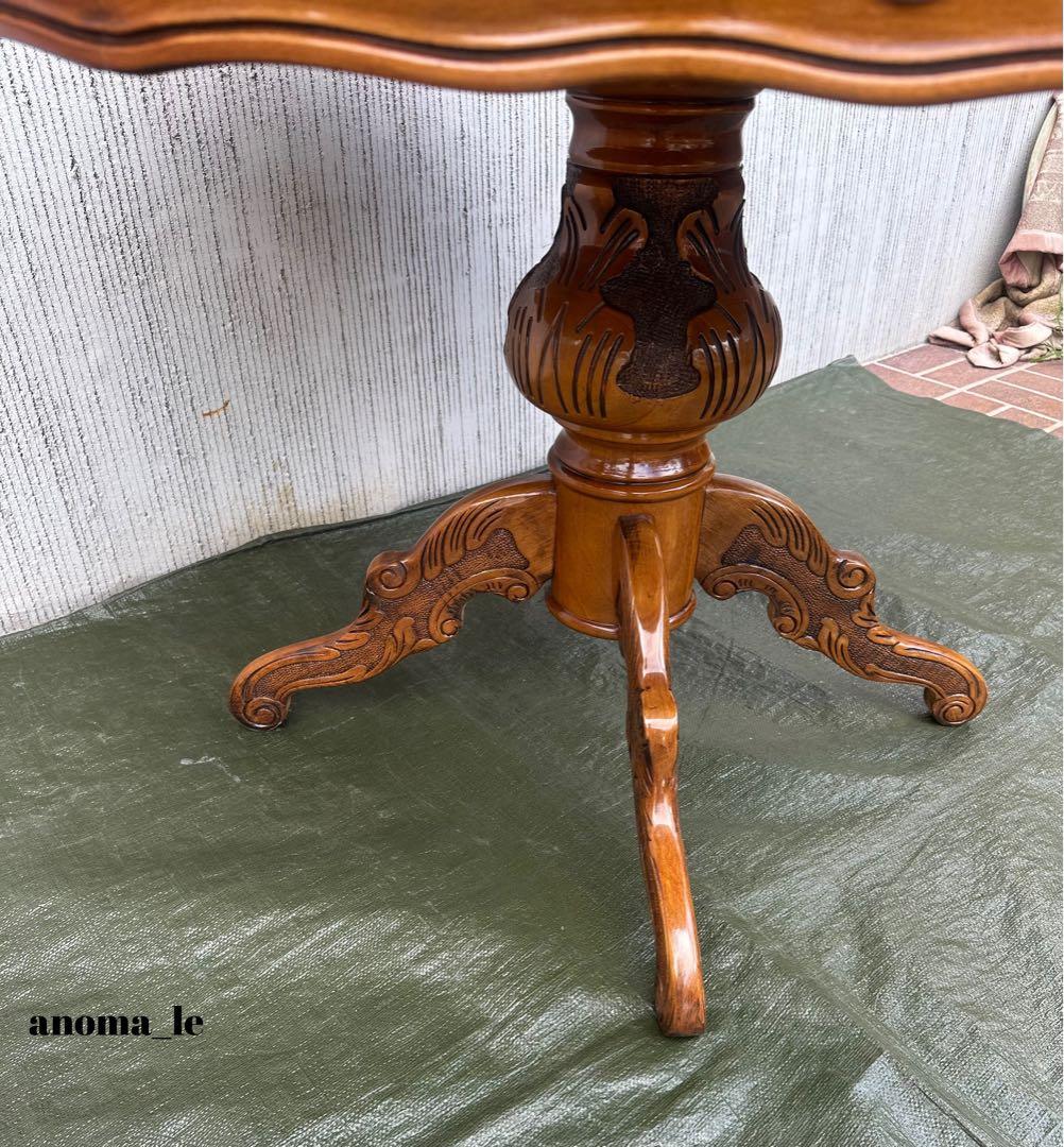 【ラウンドテーブル】イタリア　ATTICA　アッティカ　ロココ調　猫足　象嵌細工