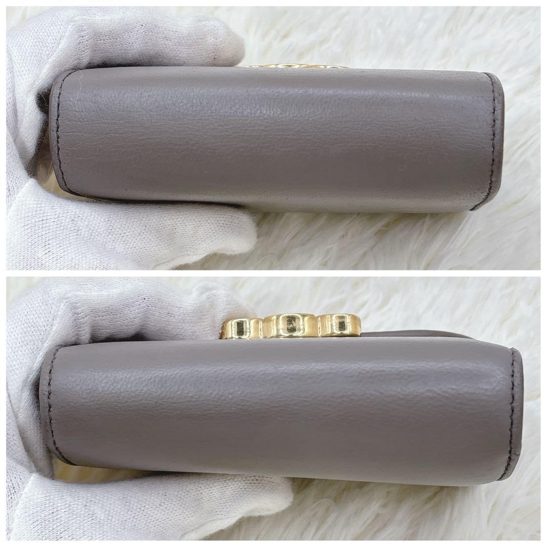 美品✨CELINE トリオンフ スモールフラップウォレット 三つ折り グレージュ