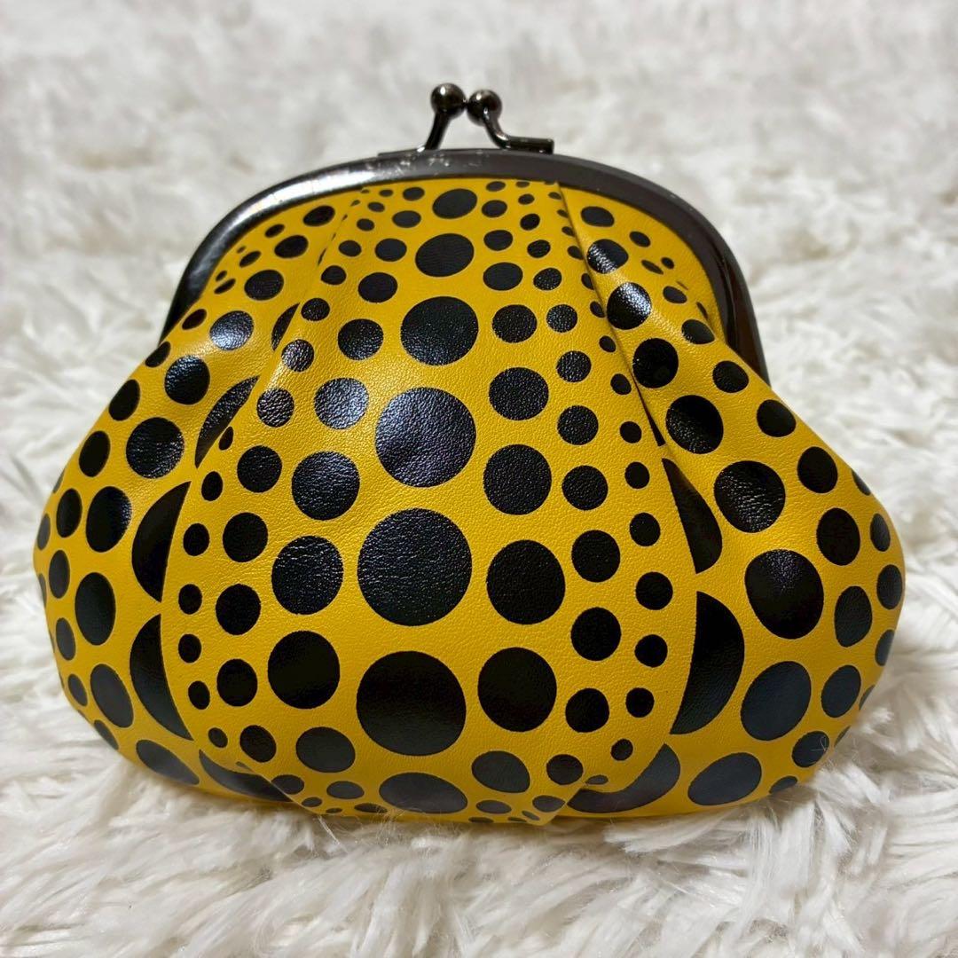 未使用級　草間彌生　がま口　財布　ドット　水玉　かぼちゃ　イエロー　ブラック