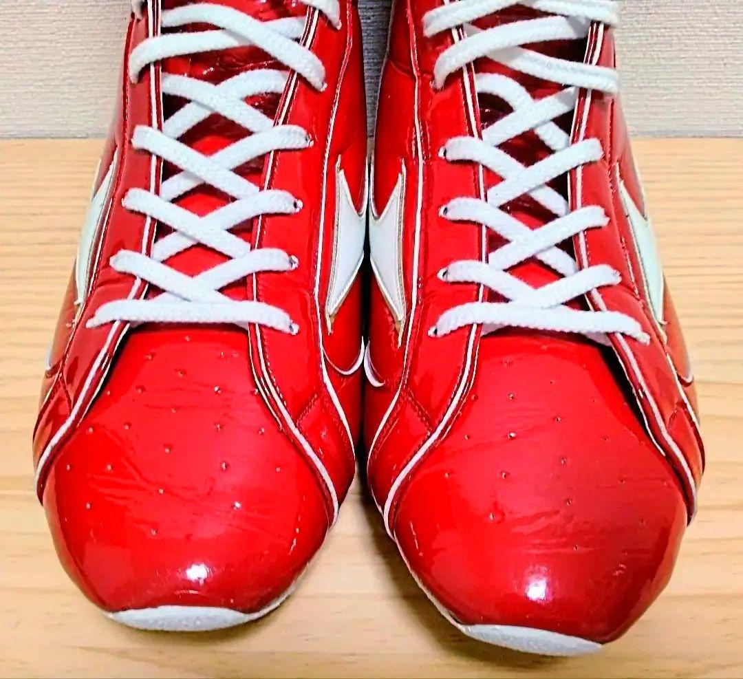 特注品】ミズノボクシングシューズ オールエナメル仕様 赤 26.5cm