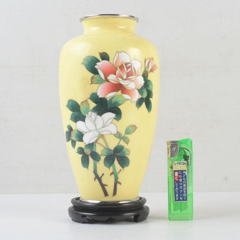 七宝焼 四君子文 花瓶 唐木台・箱付 V 9872 - メルカリ