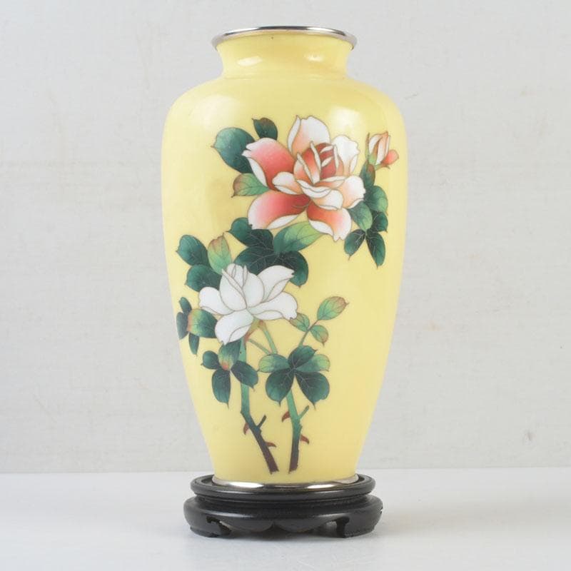 七宝焼 四君子文 花瓶 唐木台・箱付 V 9872 - メルカリ