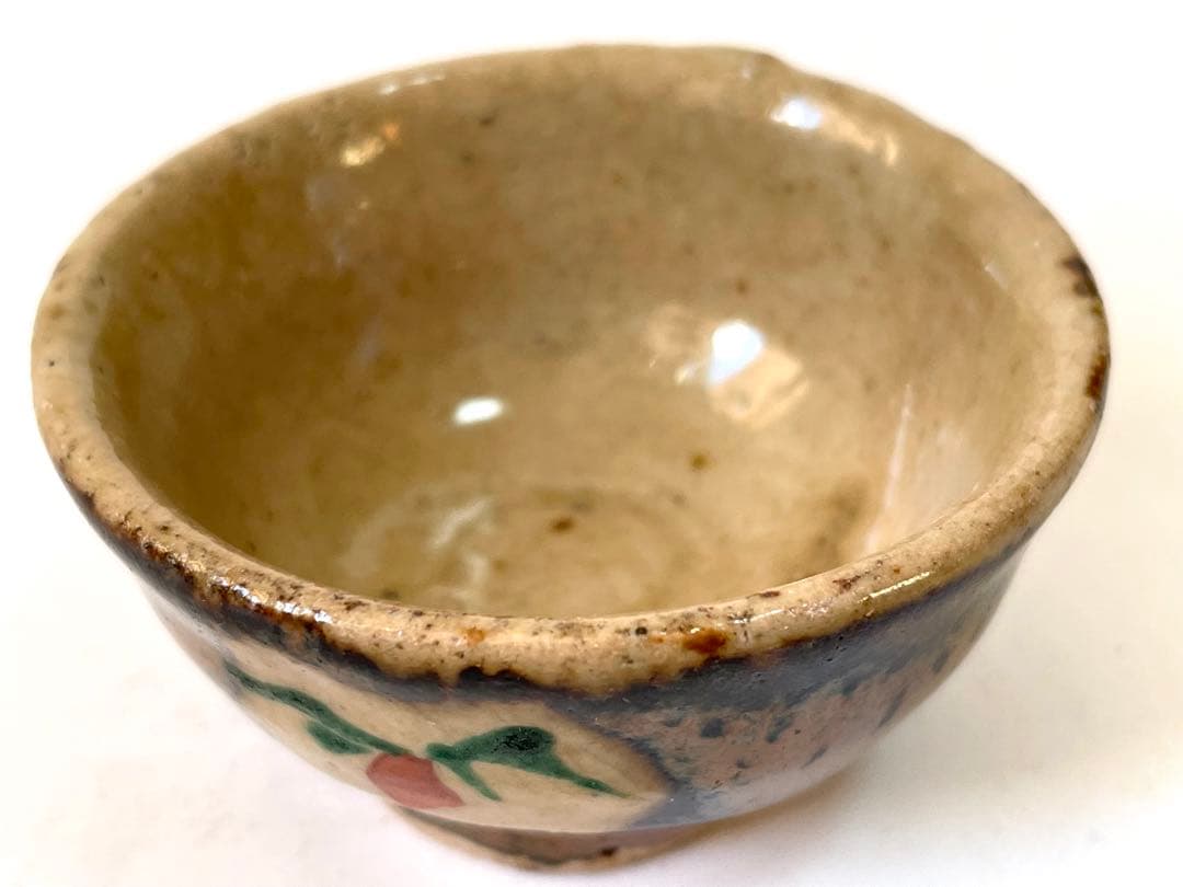 陶芸家 濱田庄司 ？ 赤絵 柿釉 鉄釉 杯 ぐい呑 酒器 箱なし 民