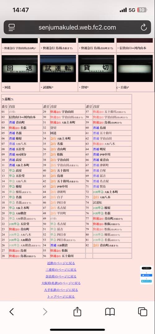 近鉄方向幕 幕＆機械付き 推測A更新の残骸？