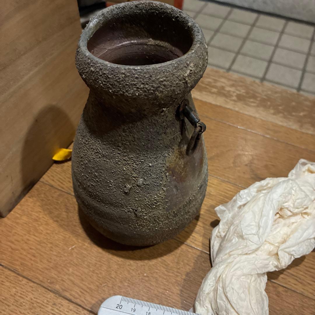 希少品道明　備前焼　金重道明　共箱　茶道具　花茶器　陶器
