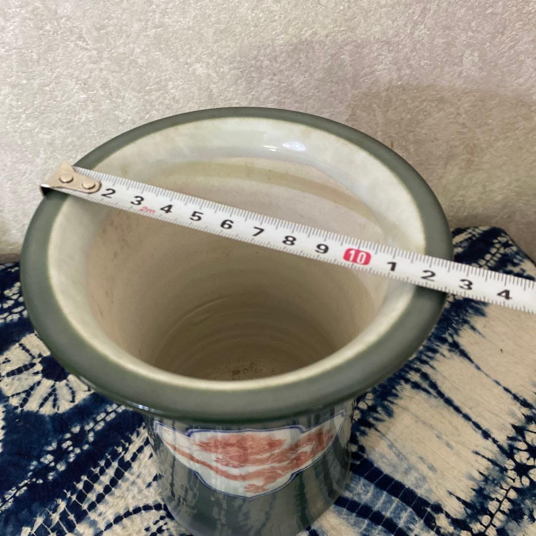 真葛香山 赤絵龍 蘭鉢 植木鉢 盆栽