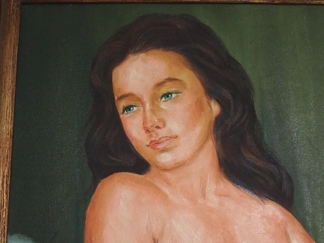 【良品】油彩画/油絵/絵画「裸婦」外国人女性 40号 OIL PAINTING