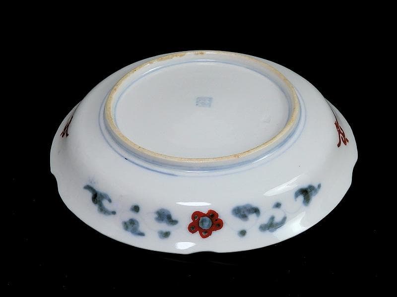 古伊万里　金襴手　五艘船に南蛮人の図　６寸皿　A527AS-BQl