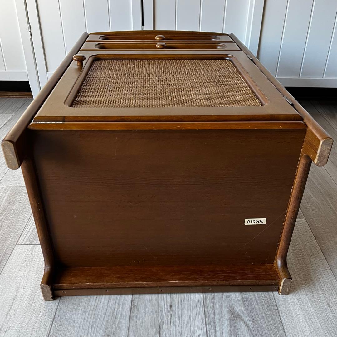 カリモク 電話台 収納 チェスト ラタン風 レトロ ビンテージ