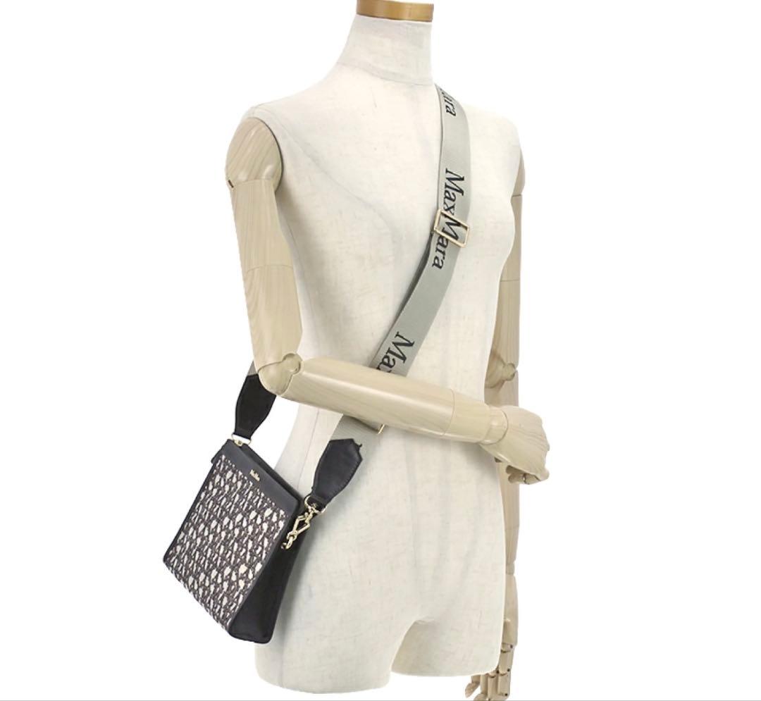 美品マックスマーラ　ジャガードミニショルダーバッグ　2way logoストラップ