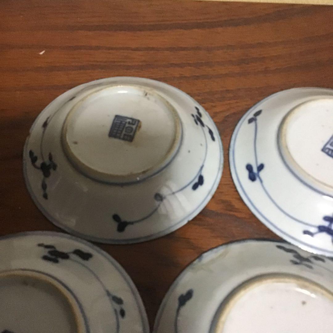 新渡染付花の図皿5客　清時代　唐物　中国美術