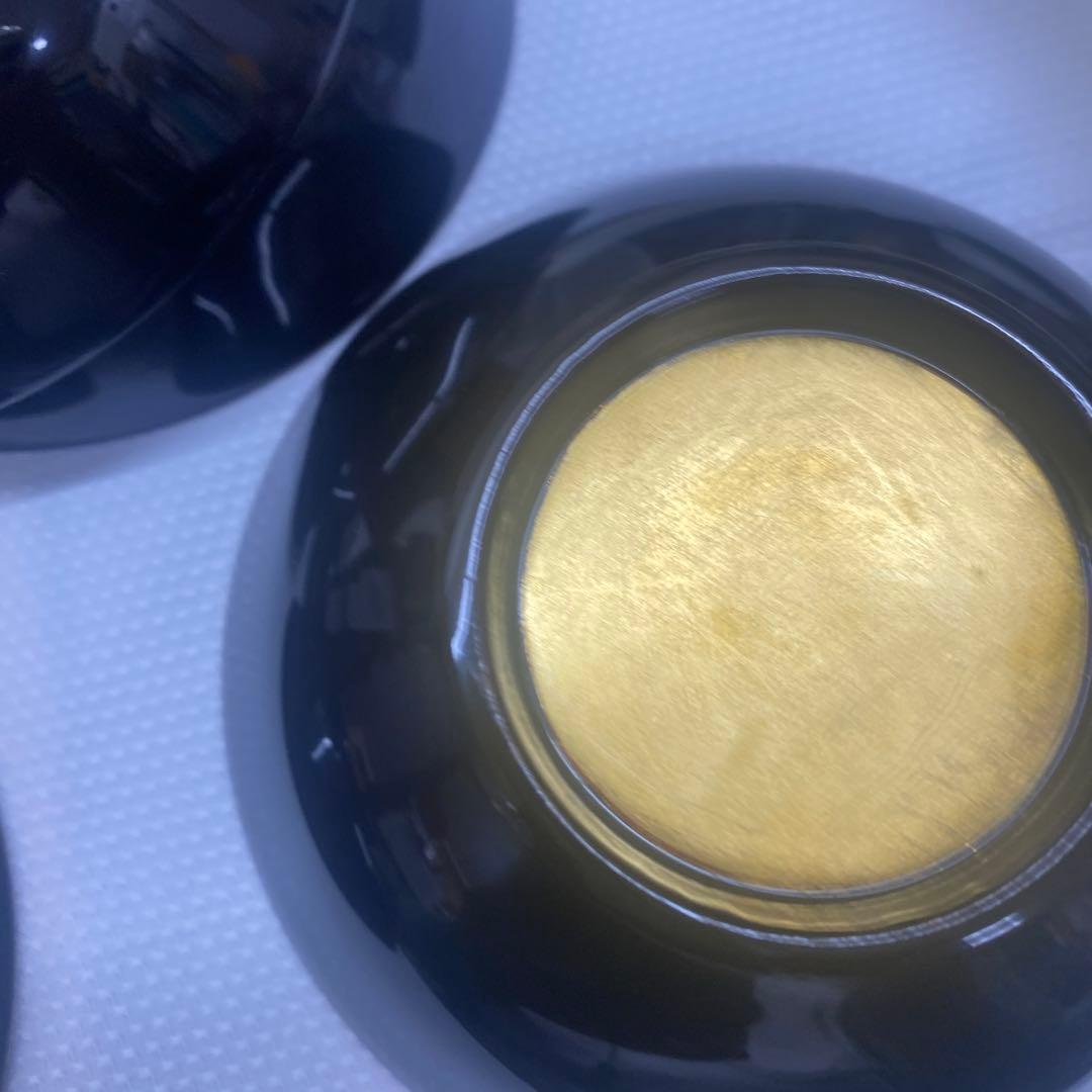 辻嘉一　特選和食器揃　純金箔貼漆器 蓋付き椀 5個セット 黒