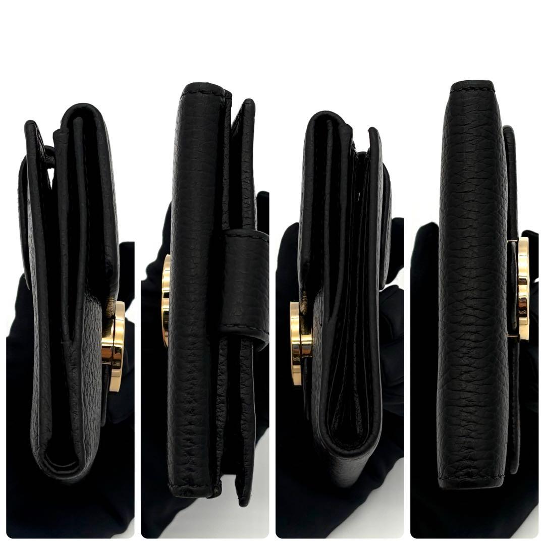 グッチ 折財布 カーフレザー インターロッキングG ブラック 黒 2384